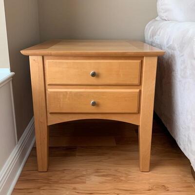 Single Light Wood Color Side Table with Two Drawers