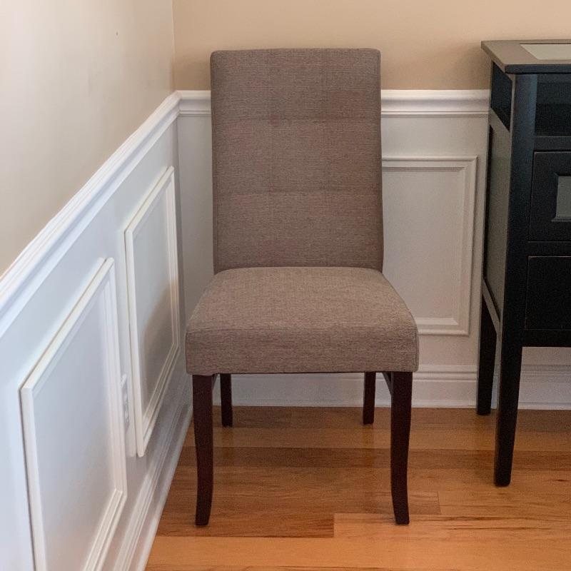 Black Picnic Style Table with 6 Upholstered Chairs and 2 Side Leaves