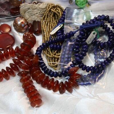 Quality beads! Strands, loose, Lapis, Malichite, Agate, Sterling, Carnelian, Artwork, Glass, Wedding Cake
