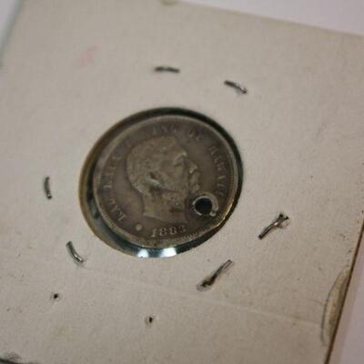 1883 Hawaii King Kalakaua Dime holed