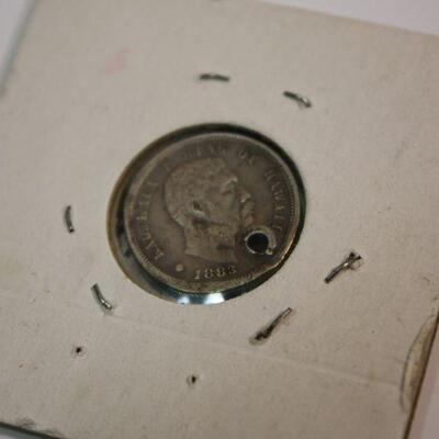 1883 Hawaii King Kalakaua Dime holed