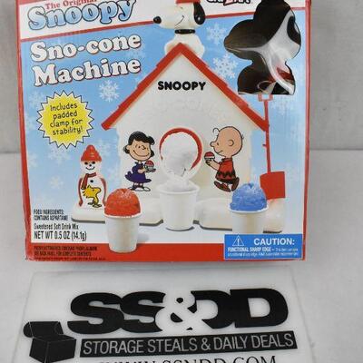 Snoopy Sno Cone Maker: Missing Cups & Flavor Mix. Damaged Box