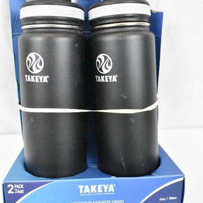 Takeya 24oz Stainless Steel Water Bottle w/ Spout Lid 2pk - Black/Gray. Scuffed