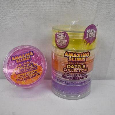 Amazing Slime Dazzle Collection. 4 Colors. Top Jar Doesn't Attach