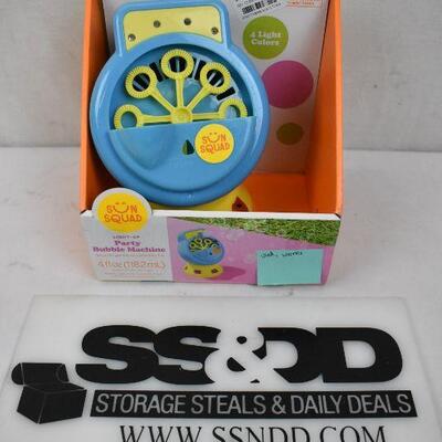 Light-Up Bubble Machine Blue/Yellow - Sun Squad. Used. Works. No bubbles