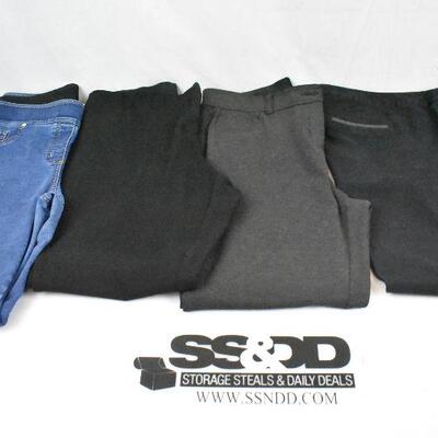 4 pairs Women's Pants size 14: Black, Gray, Blue Jeans