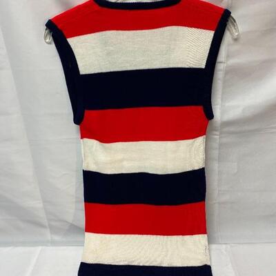 Vintage Retro Mod Thick Stripe Sleeveless Sweater Tank Knit by Brad Size Medium