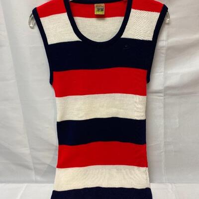 Vintage Retro Mod Thick Stripe Sleeveless Sweater Tank Knit by Brad Size Medium