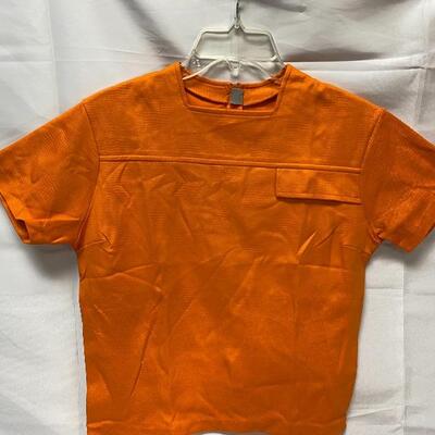 Short Sleeve Vintage Pumpkin Orange Top Size 42 (small)