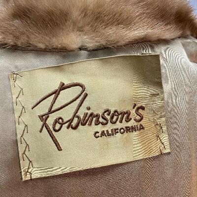 Vintage Robinson's California Light Brown Below the Hips Mink Ermine Fur Coat