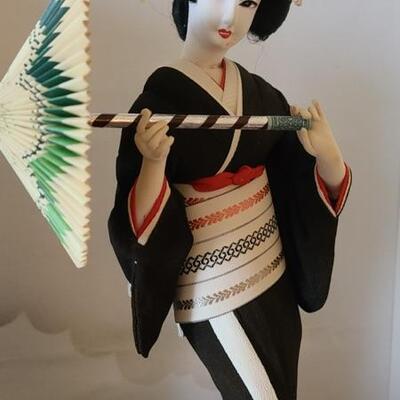 Lot 192: Vintage Samurai and Geisha Dolls on Stands