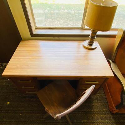 Vintage Wooden Desk, Tapered Legs