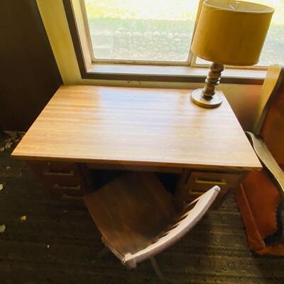 Vintage Wooden Desk, Tapered Legs