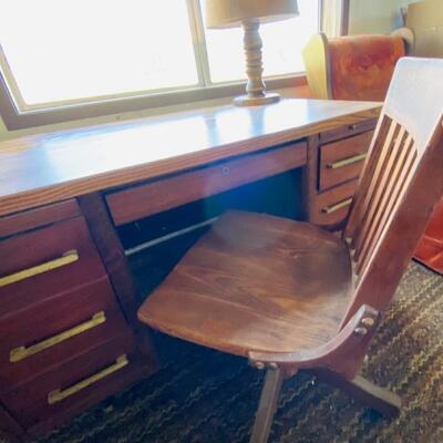 Vintage Wooden Desk, Tapered Legs