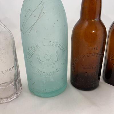 -59- VINTAGE | 5 Glass Bottles | Ohio | Long Island | Pennsylvania