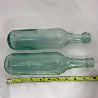 -61- ANTIQUE | 2 Torpedo Soda Bottles | Round Bottom Glass