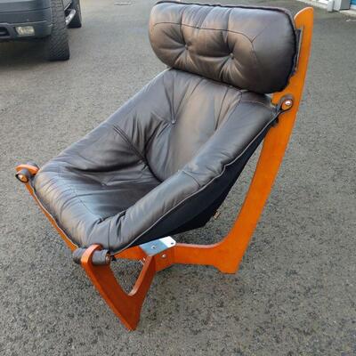 Lot 22 IMG Leather and Wood Chair From Norway
