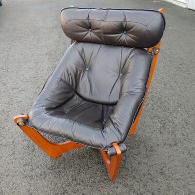 Lot 22 IMG Leather and Wood Chair From Norway