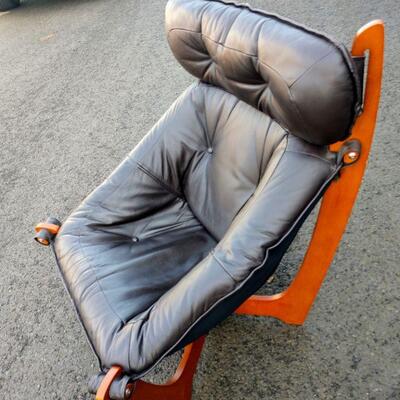 Lot 22 IMG Leather and Wood Chair From Norway