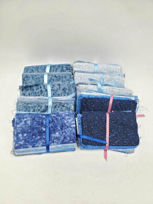 QUILTING FABRIC SCRAP SQUARES BUNDLE OF BLUES