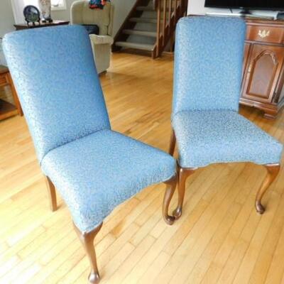 Pair of Matching High Back Chairs with Queen Anne Leg Style