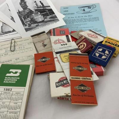 -83- Train Memorabilia | Ephemera | Matchbooks | Postcards  