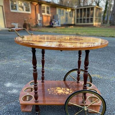 Rosewood Tea Cart with Inlay