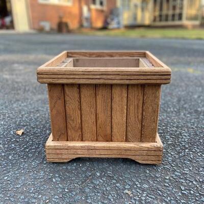 Handcrafted Solid Oak Planter Lot (3) on Casters
