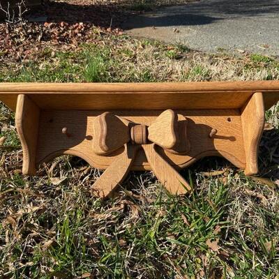 Handcrafted Solid Oak Shelf Lot (2)
