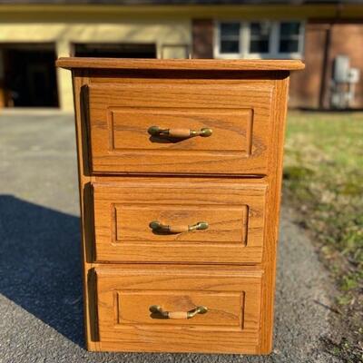 Handcrafted Solid Oak Three Drawer Table