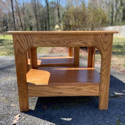 Pair #2 Handcrafted Solid Oak Pair of End Tables