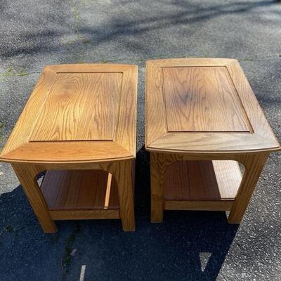 Pair #2 Handcrafted Solid Oak Pair of End Tables
