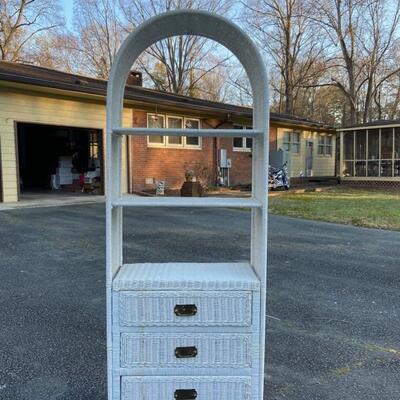 Vintage White Wicker Etagere