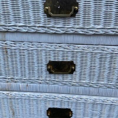 Vintage White Wicker Etagere