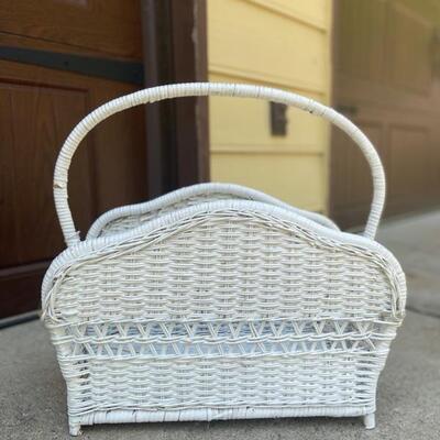 White Wicker Magazine Holder