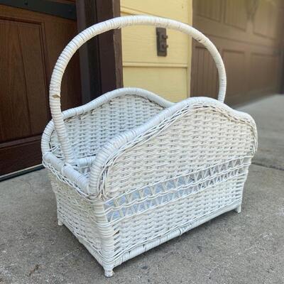 White Wicker Magazine Holder