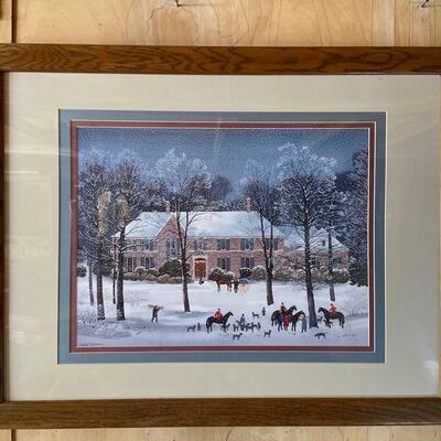 Large Framed and Matted Snow Scene Print