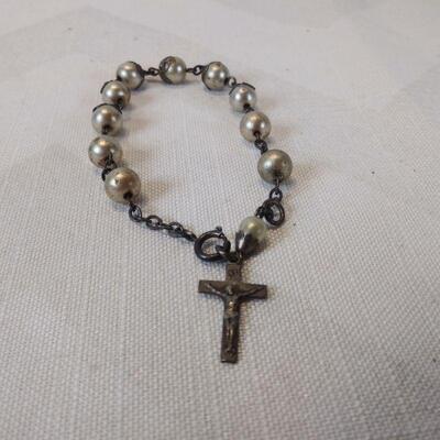 Rosary Bracelet with Sterling Silver Cross