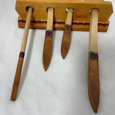 -97- VINTAGE | Bavarian | Hand Painted Wooden Kitchen Tools