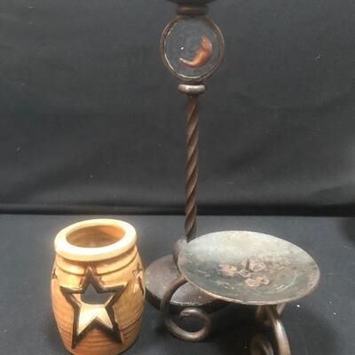 Lot 10L:  Large Tree Candle, Limoge Candle Holder and More