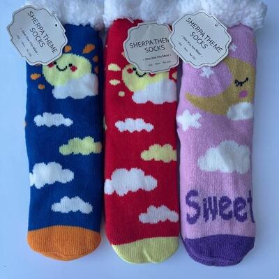 Three Pairs Sherpa Themed Socks 