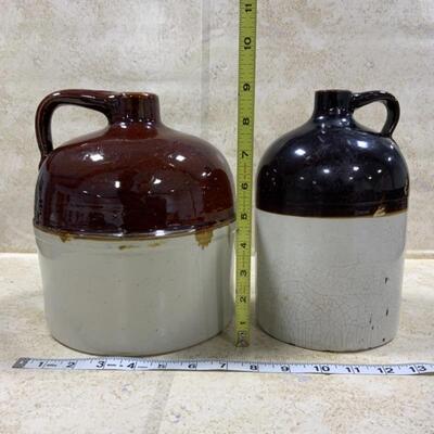 -105- VINTAGE | Two Stoneware Jugs | Creme and Brown