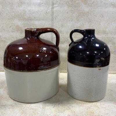 -105- VINTAGE | Two Stoneware Jugs | Creme and Brown