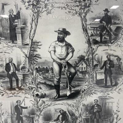 -114- ANTIQUE | The Farmer Pays For All | Framed Print
