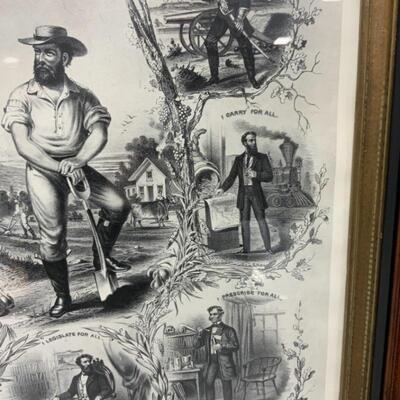 -114- ANTIQUE | The Farmer Pays For All | Framed Print