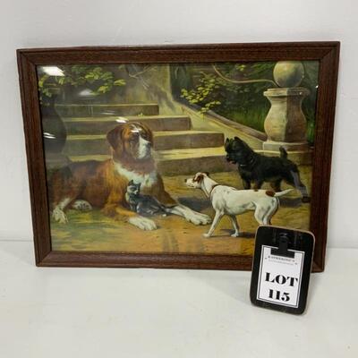 -115- VICTORIAN | J H Hutton Print | St Bernard protecting Cat