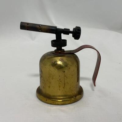 -122- VINTAGE | Mini Dunlap Brass Blow Torch | 1 Gallon Metal Gas Can