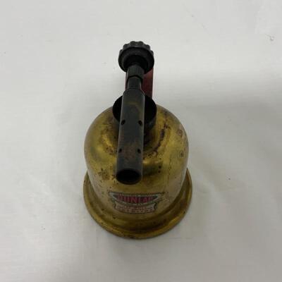 -122- VINTAGE | Mini Dunlap Brass Blow Torch | 1 Gallon Metal Gas Can