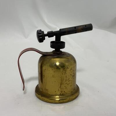 -122- VINTAGE | Mini Dunlap Brass Blow Torch | 1 Gallon Metal Gas Can
