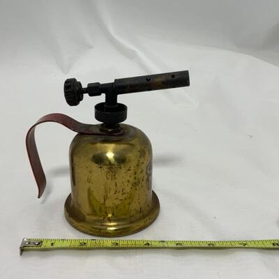 -122- VINTAGE | Mini Dunlap Brass Blow Torch | 1 Gallon Metal Gas Can